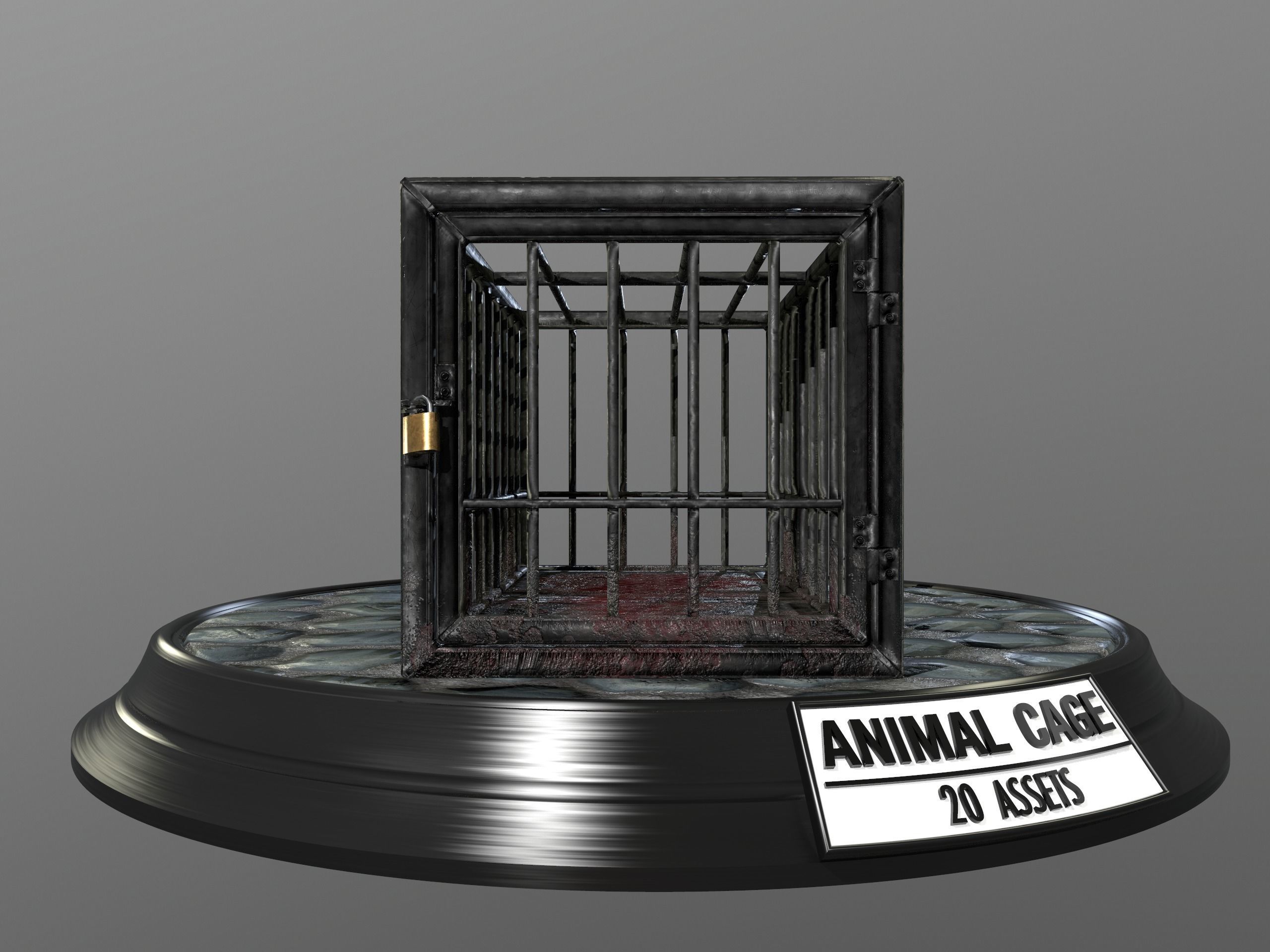 Animal Cage Low-poly 3D model_41