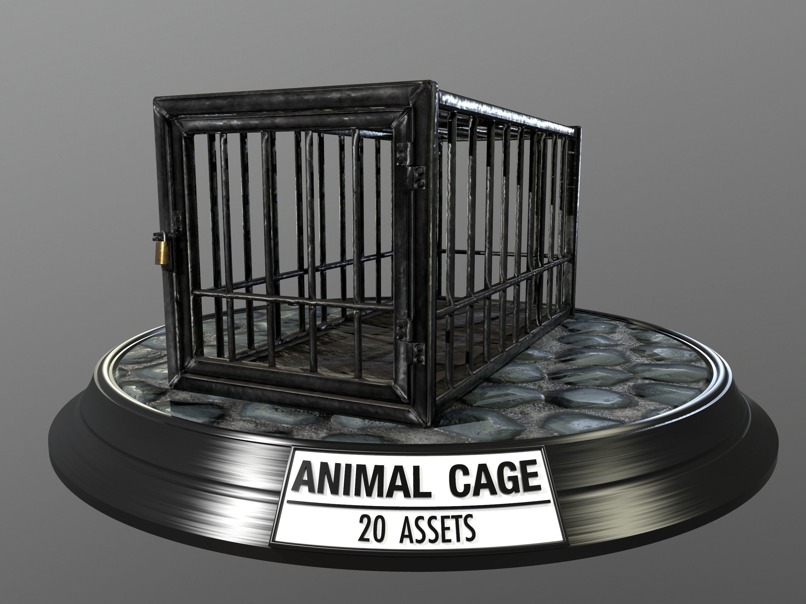 Animal Cage Low-poly 3D model_25