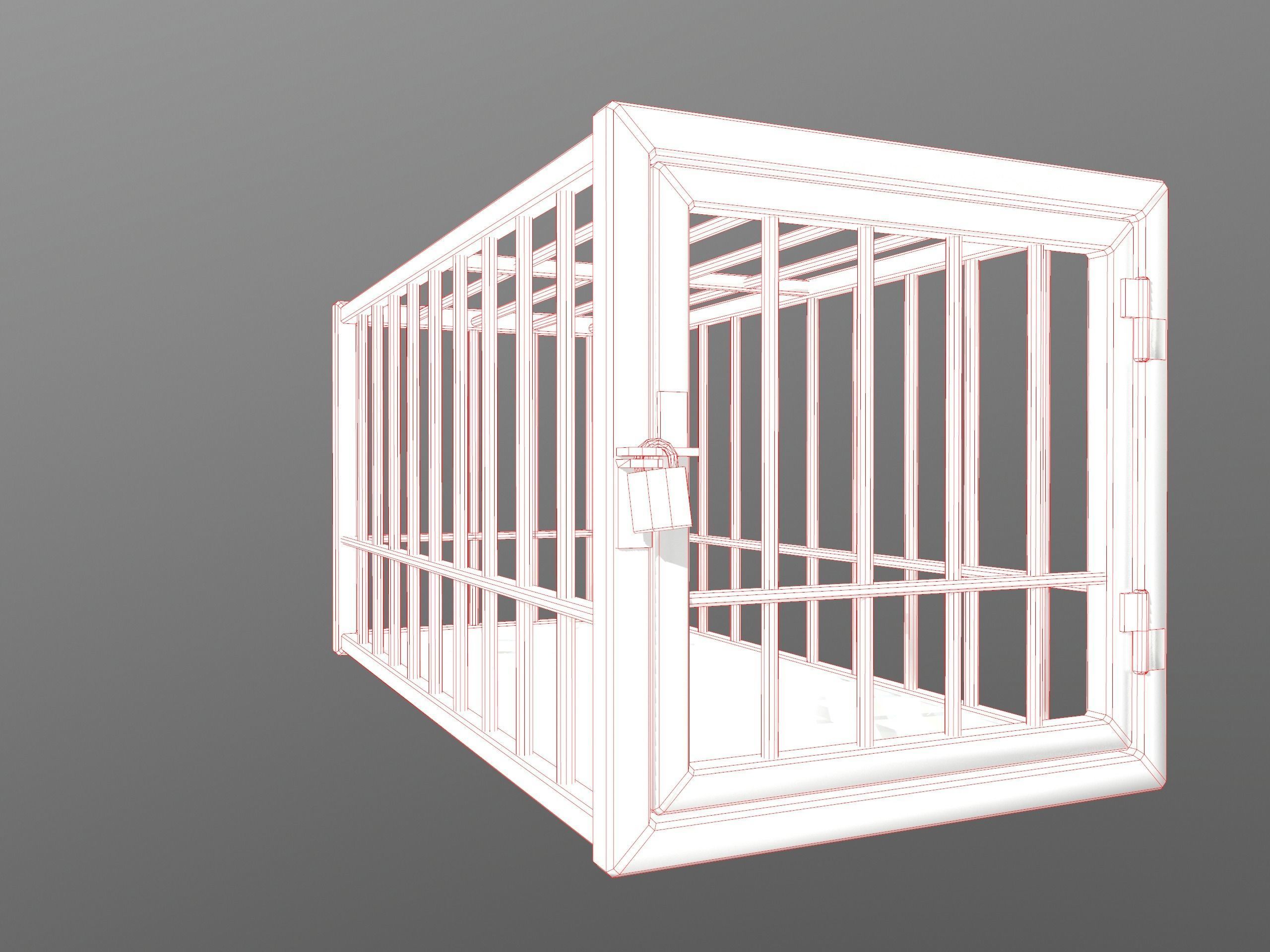 Animal Cage Low-poly 3D model_6