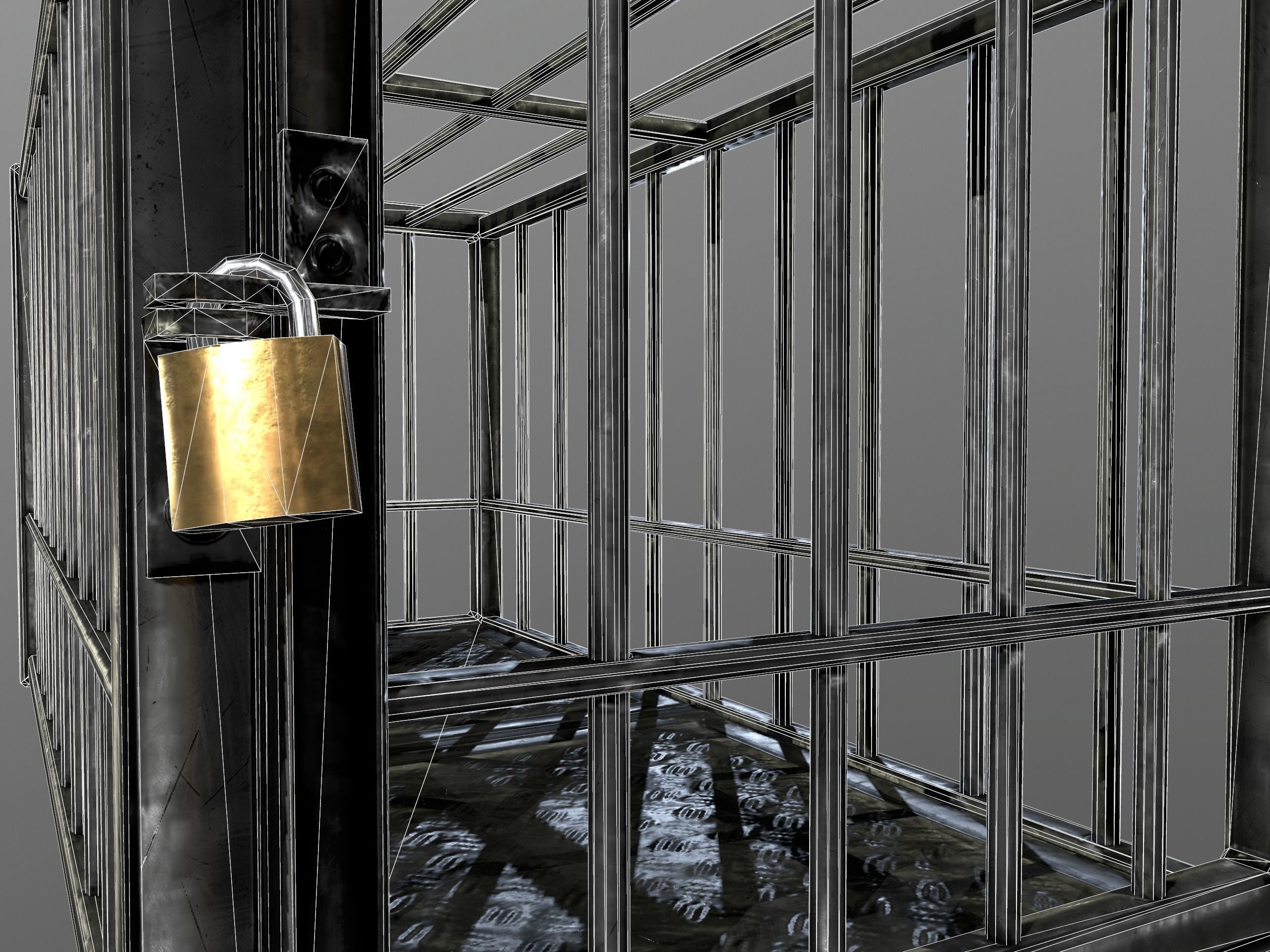 Animal Cage Low-poly 3D model_16