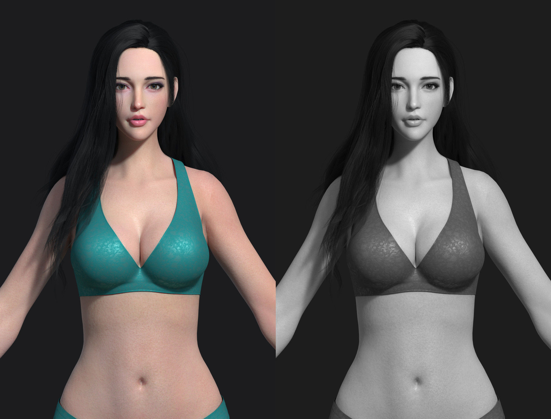 Zbrush maya 3d basemesh of girl body painting  sexy 3D cg model  3D model_1