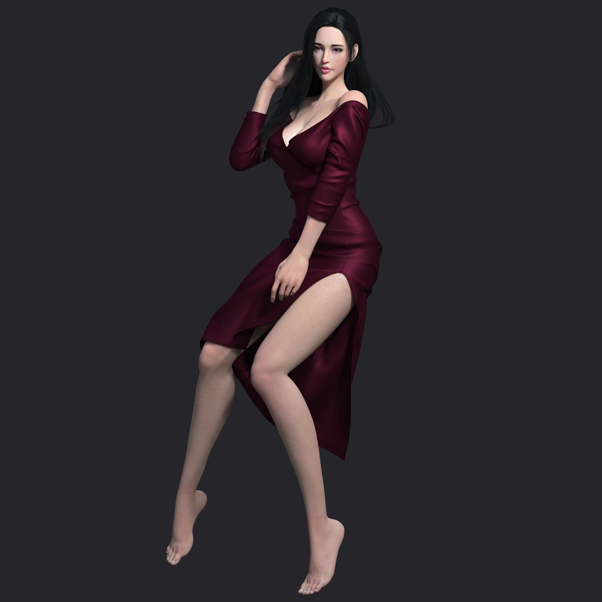 Zbrush maya 3d basemesh of girl body painting  sexy 3D cg model  3D model_5