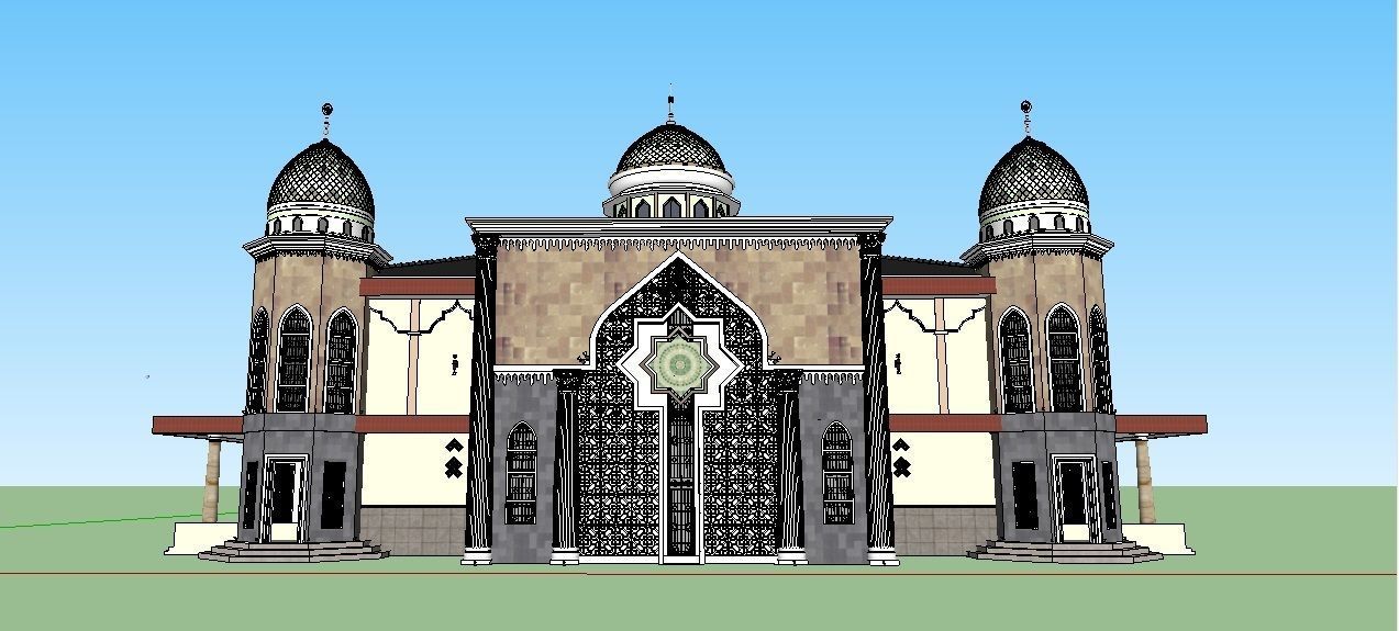 Green mosque 3D model_4