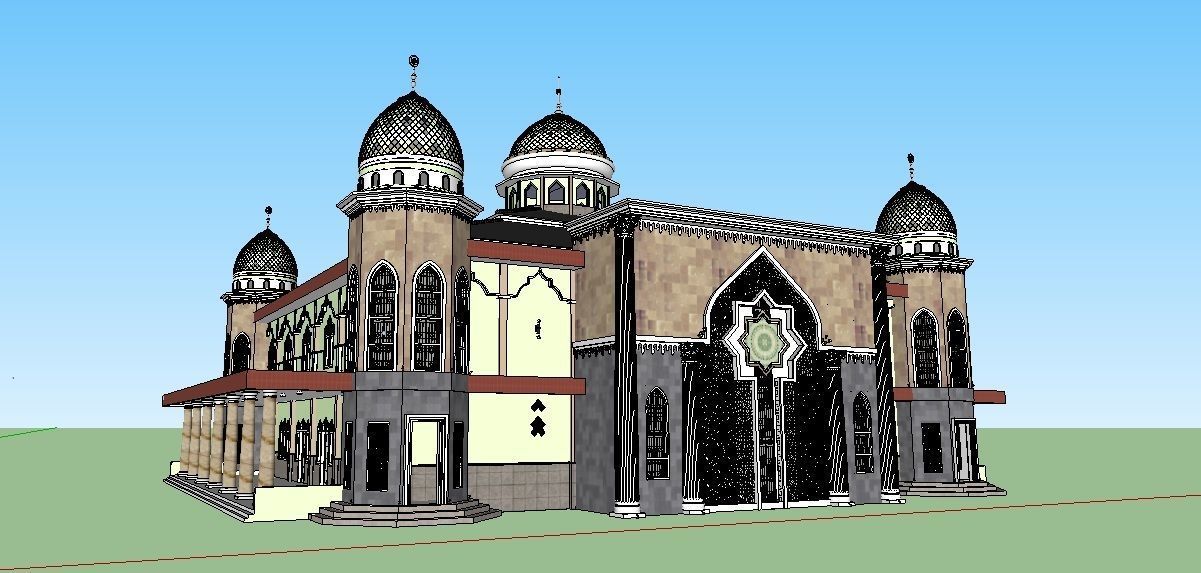Green mosque 3D model_3