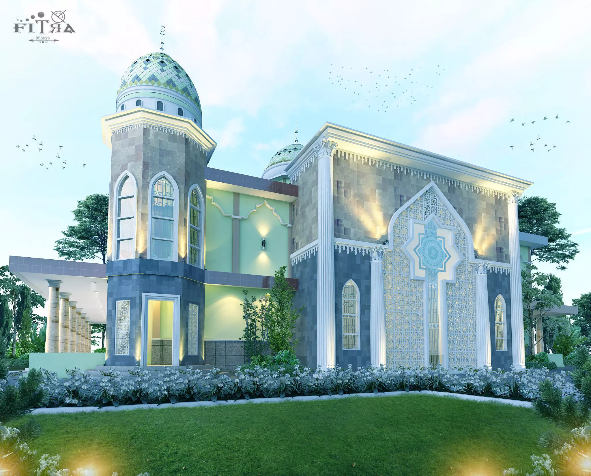 Green mosque 3D model_0