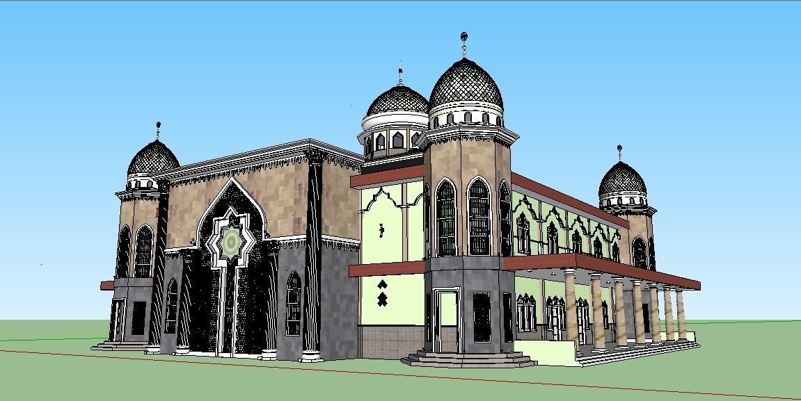 Green mosque 3D model_2
