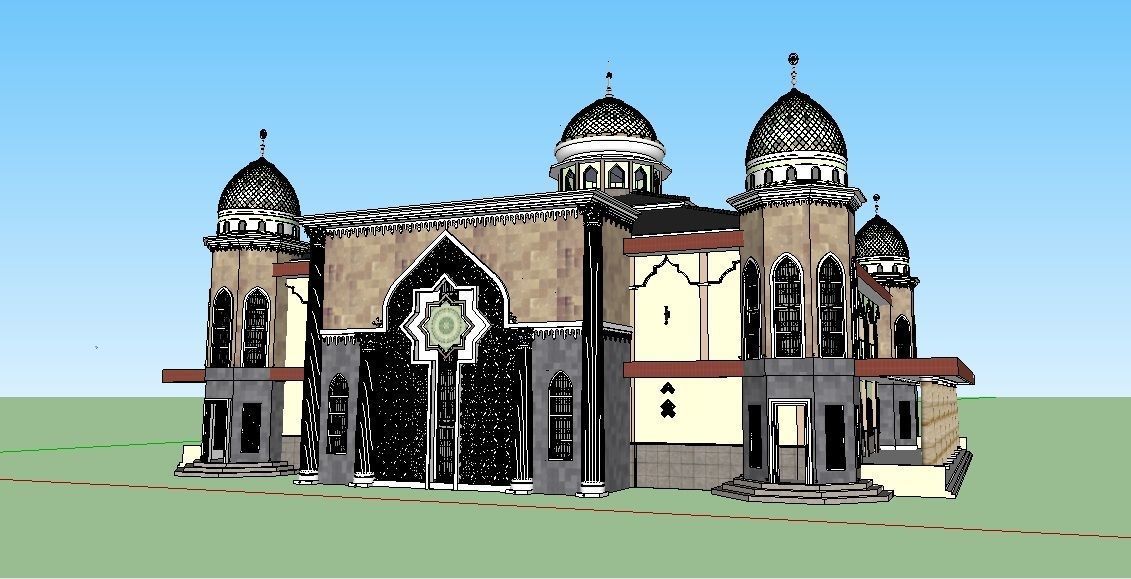 Green mosque 3D model_5