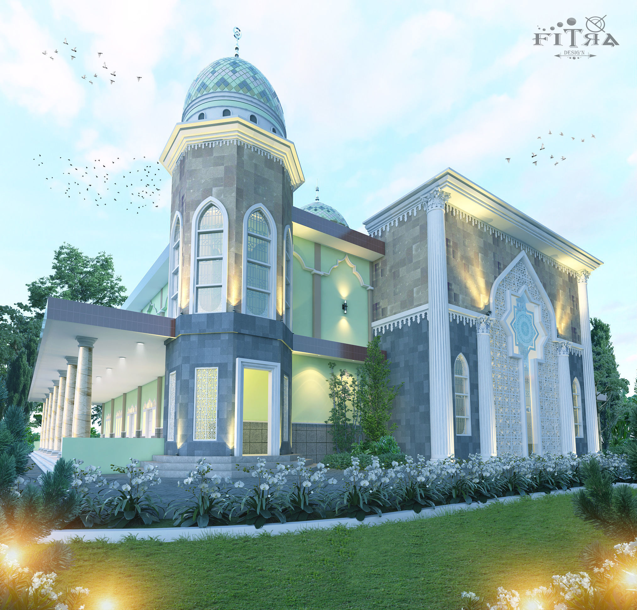 Green mosque 3D model_1