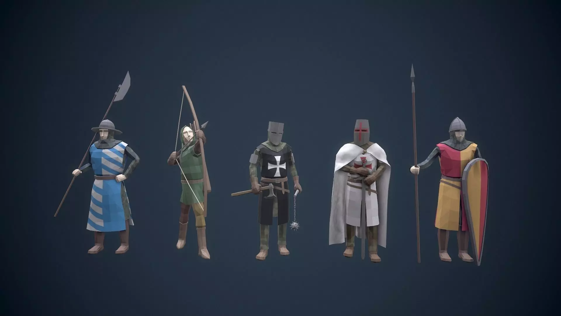 Stylized Medieval Characters Low-poly 3D model_0