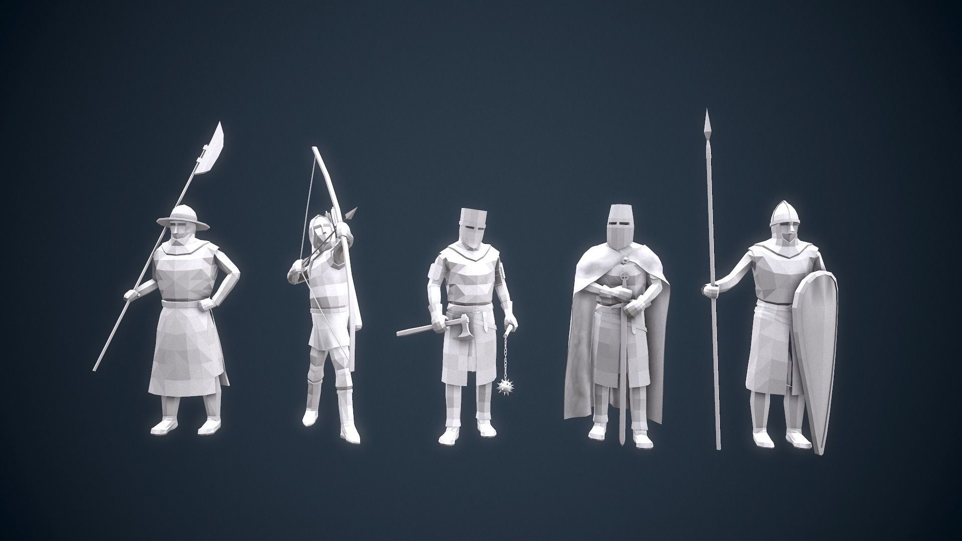 Stylized Medieval Characters Low-poly 3D model_3