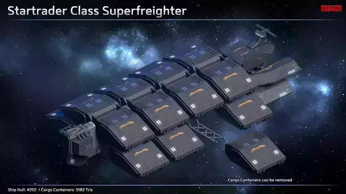 Spaceship Super Freighter Startrader Low-poly 3D model