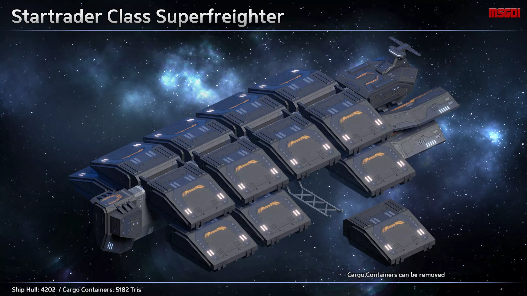 Spaceship Super Freighter Startrader Low-poly 3D model