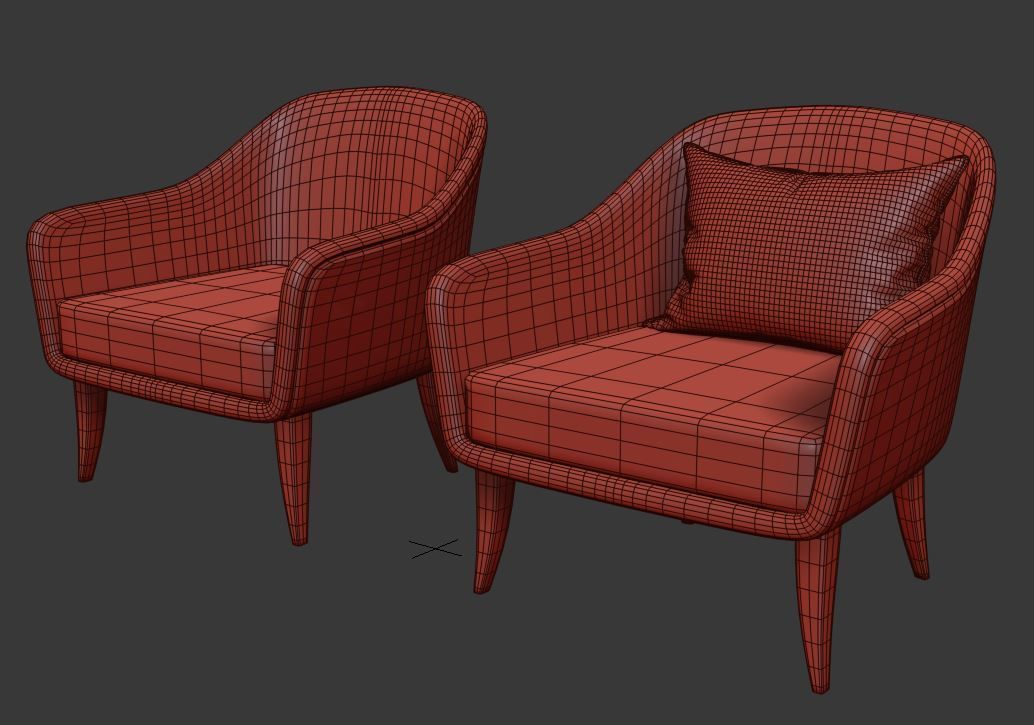 Pair of Comfortable Club Chairs 3D model 3D model_1
