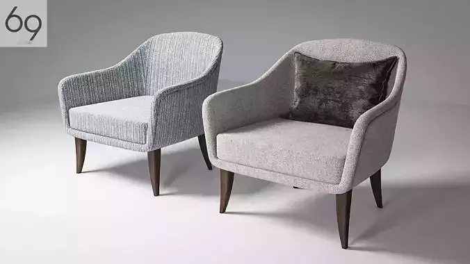 Pair of Comfortable Club Chairs 3D model