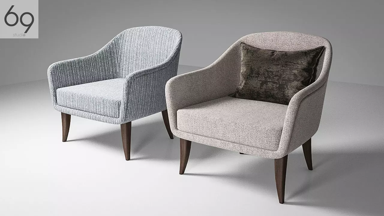 Pair of Comfortable Club Chairs 3D model 3D model_0