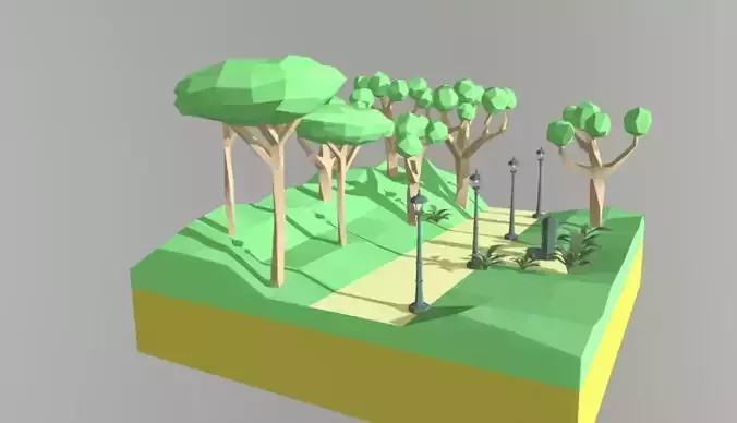 Low-poly Park Scene