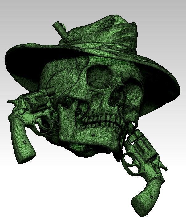 Realistic Guns Revolvers Man skull 3D print model_2