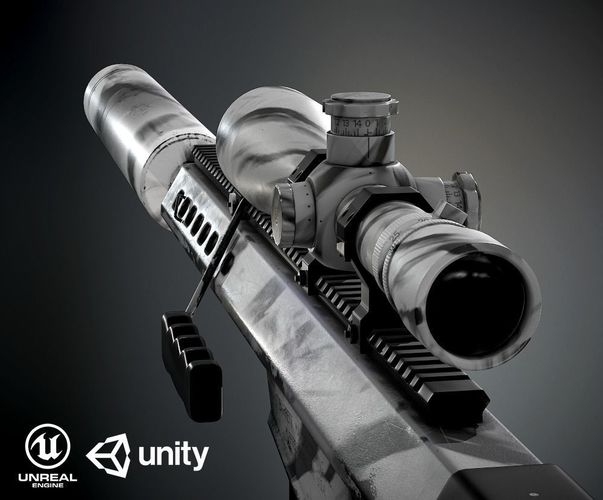 Barret M82A1 PBR Low-poly 3D model