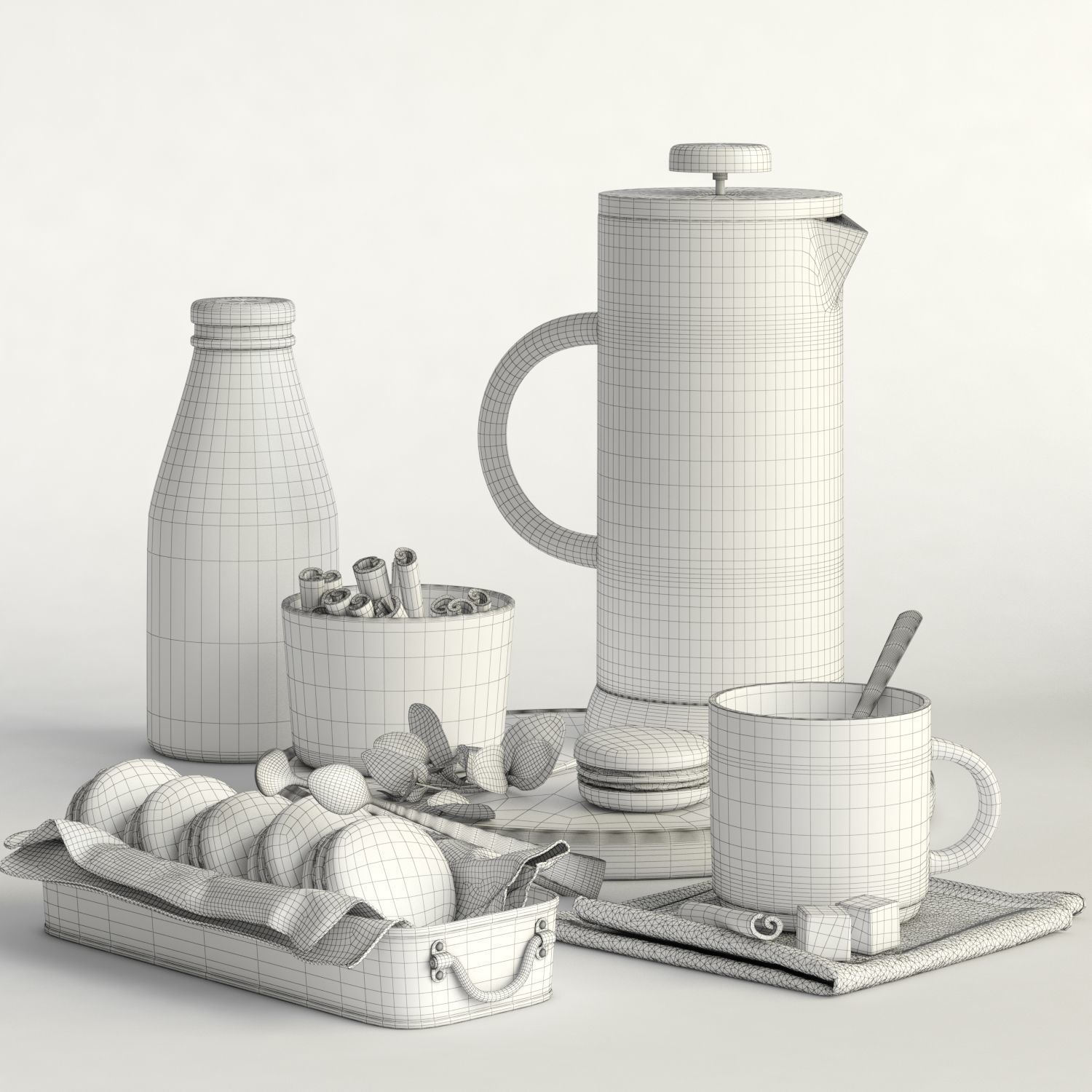 kitchen set 4 french press coffee maker 3D model_7