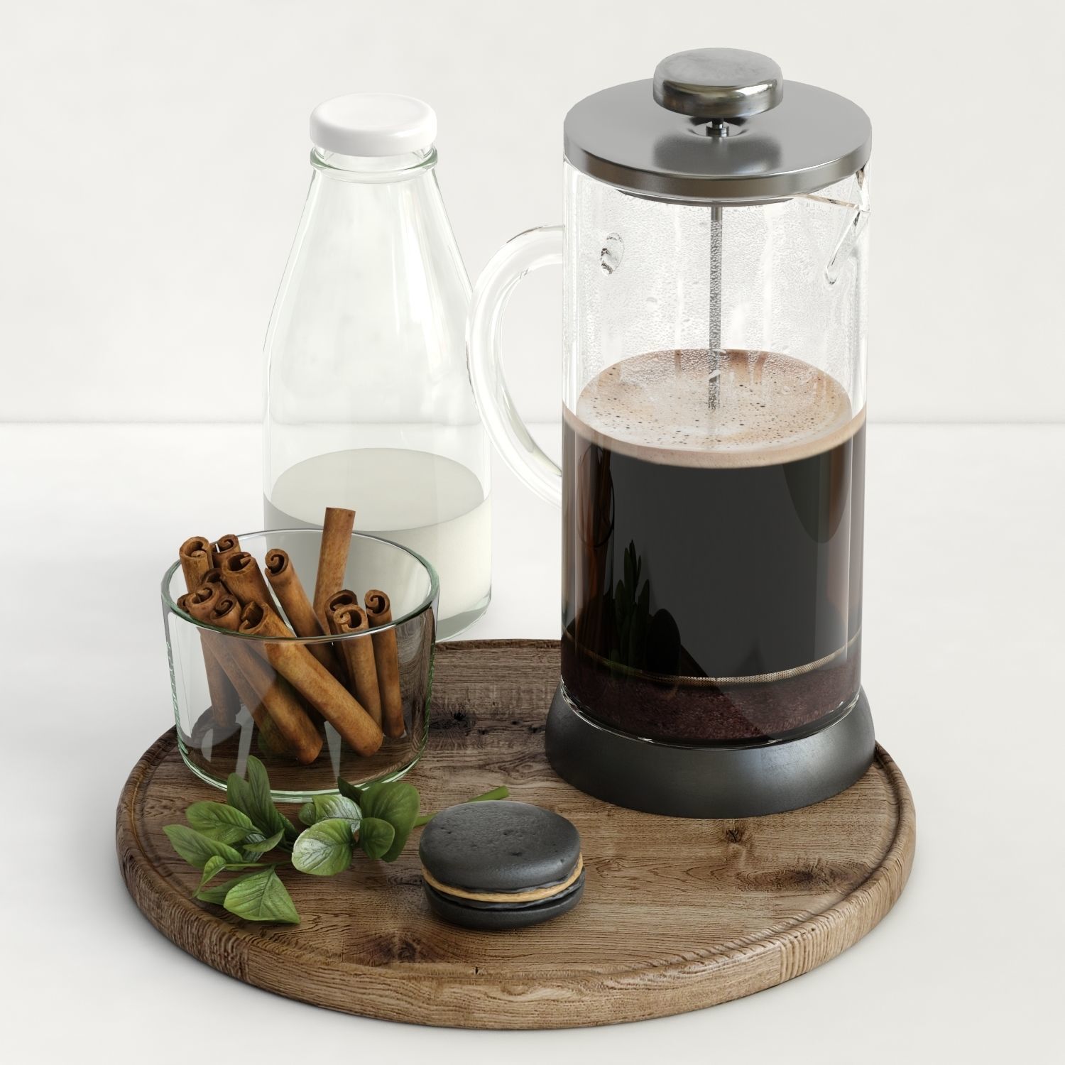 kitchen set 4 french press coffee maker 3D model_4