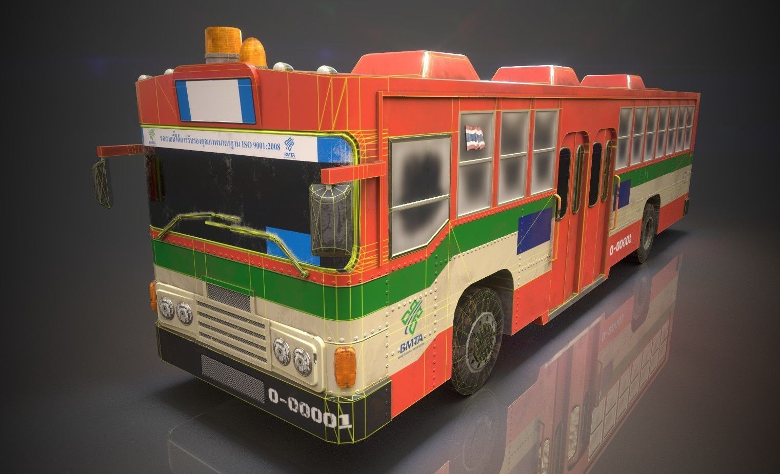 Thai Bus Low-poly 3D model_1