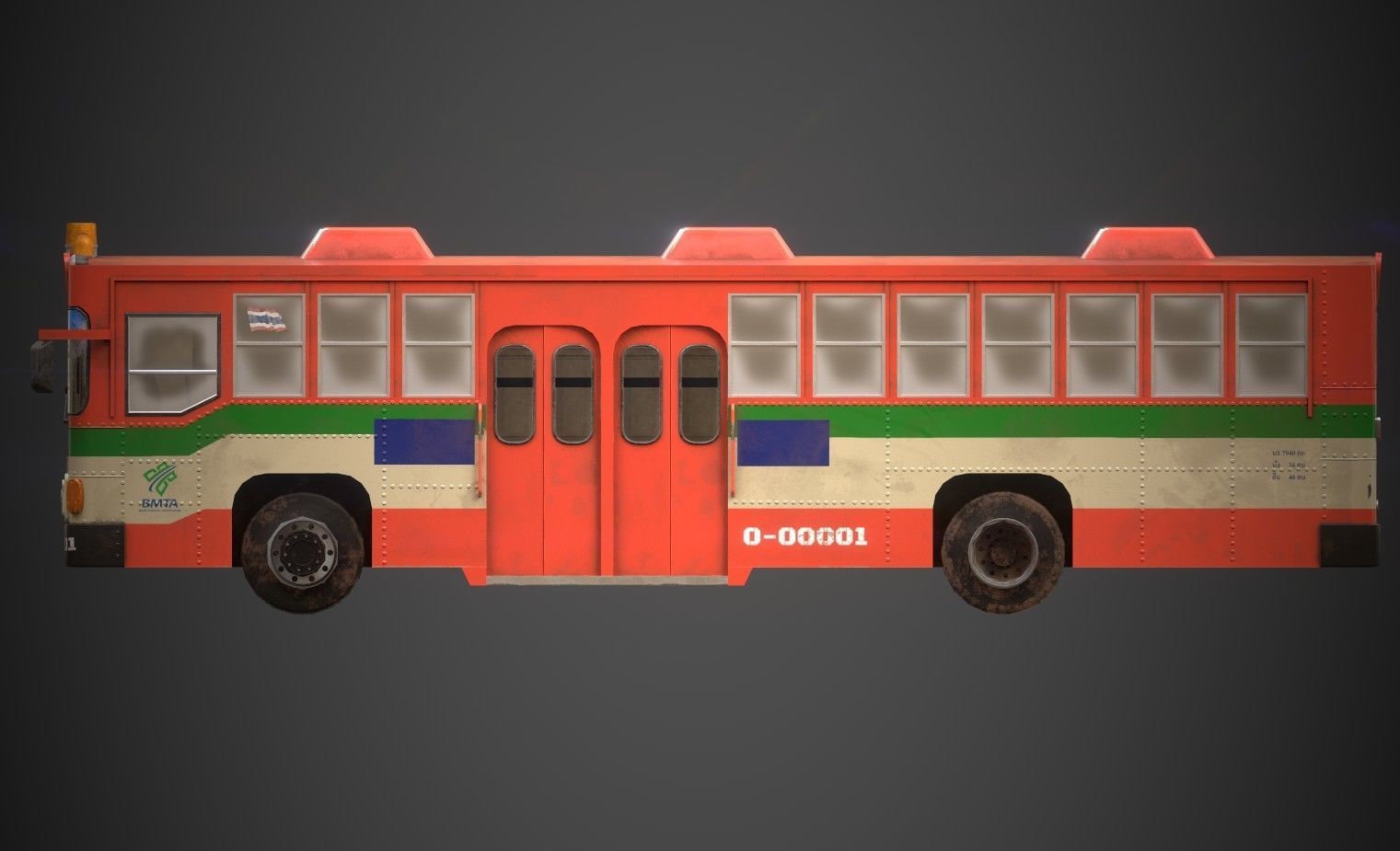 Thai Bus Low-poly 3D model_4