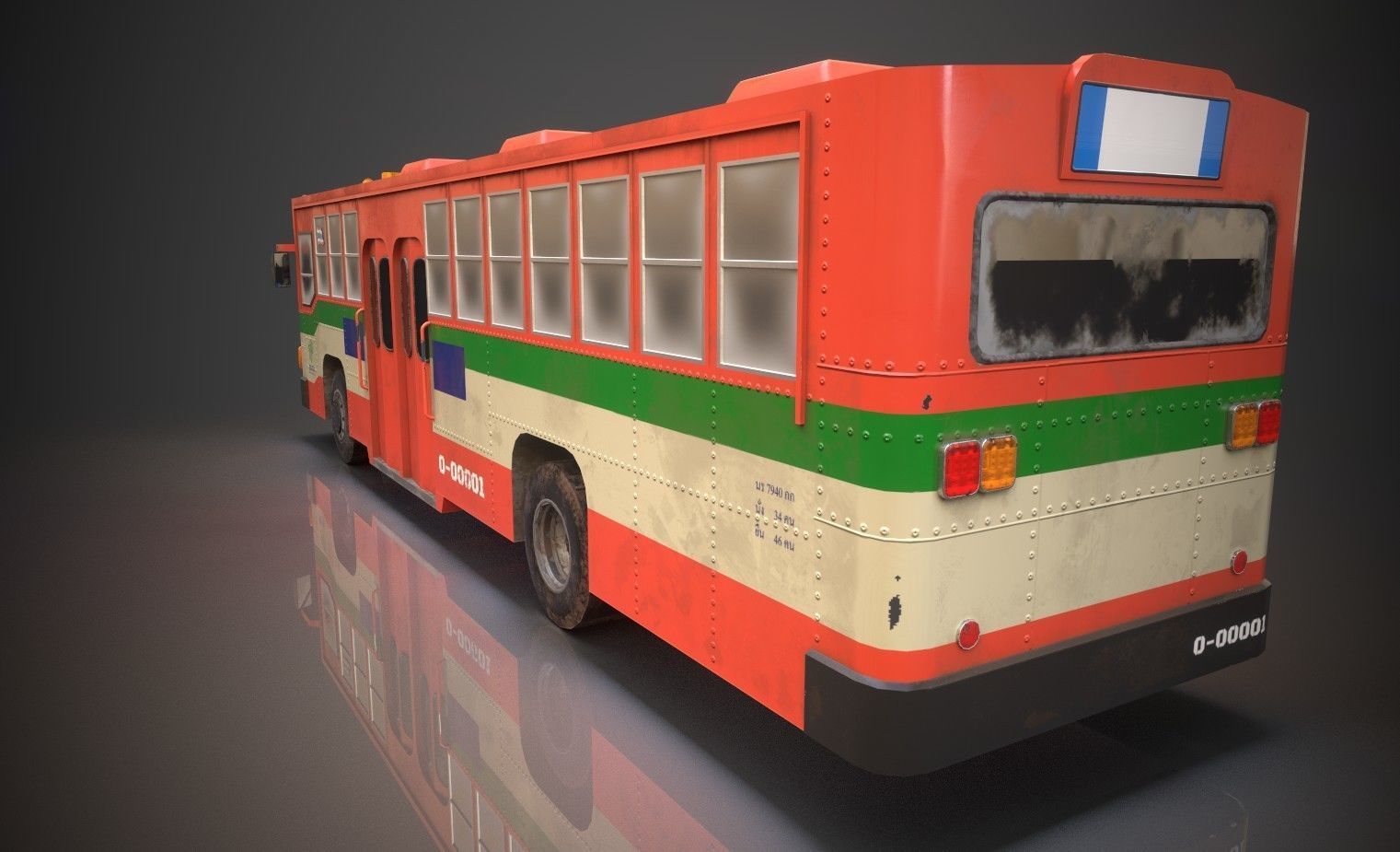 Thai Bus Low-poly 3D model_13
