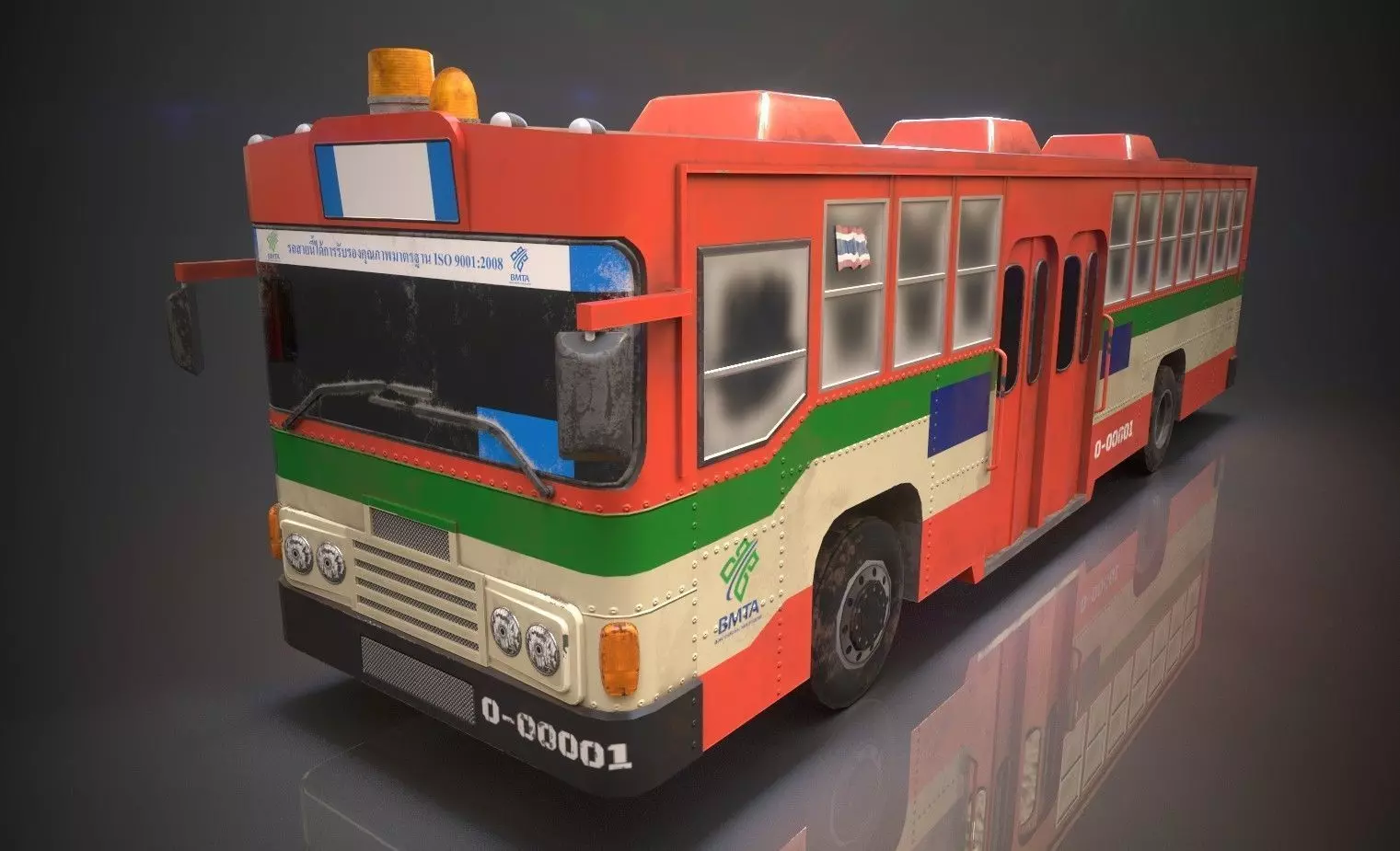 Thai Bus Low-poly 3D model_0