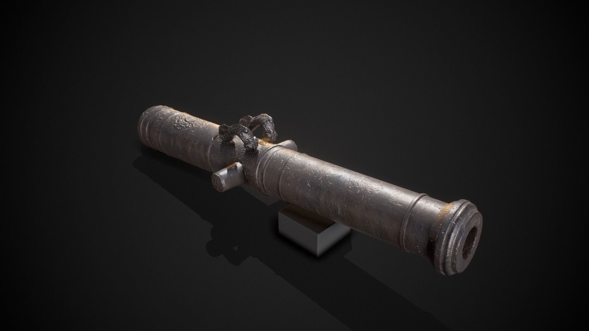 PBR Old Cannon Low-poly 3D model_1