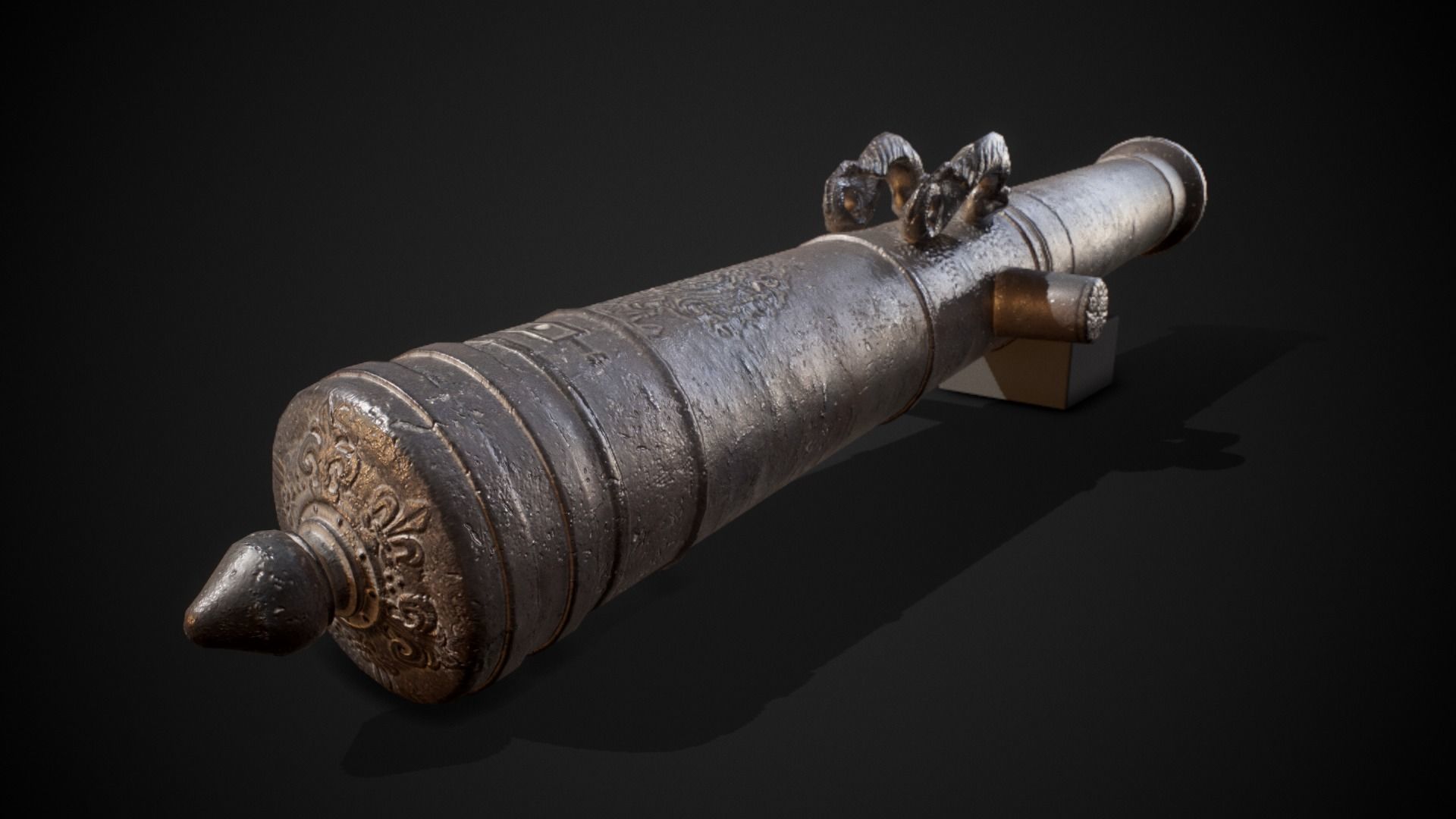 PBR Old Cannon Low-poly 3D model_2