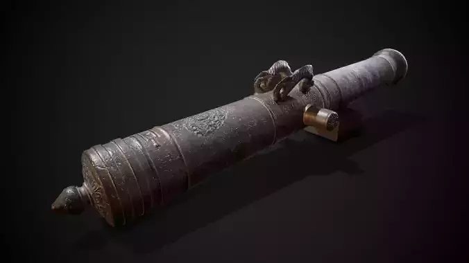 PBR Old Cannon Low-poly 3D model