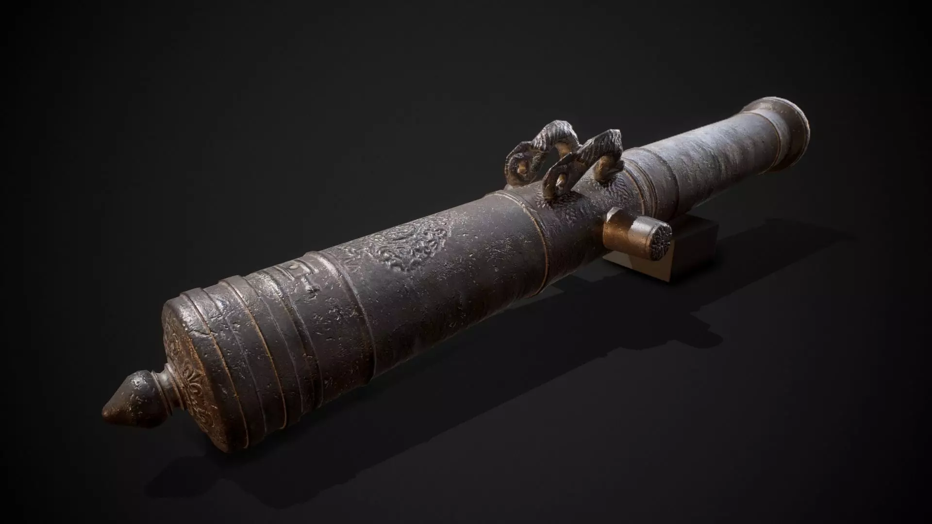 PBR Old Cannon Low-poly 3D model_0