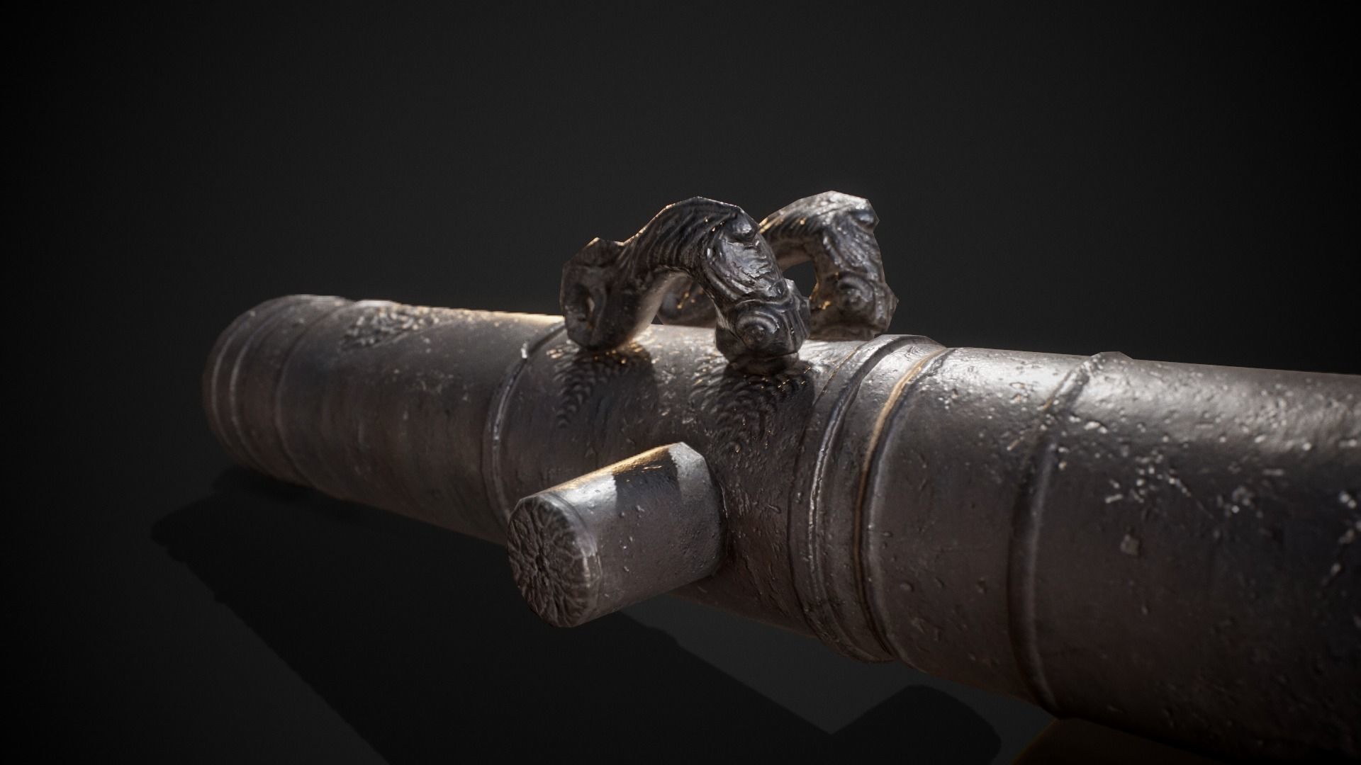 PBR Old Cannon Low-poly 3D model_3