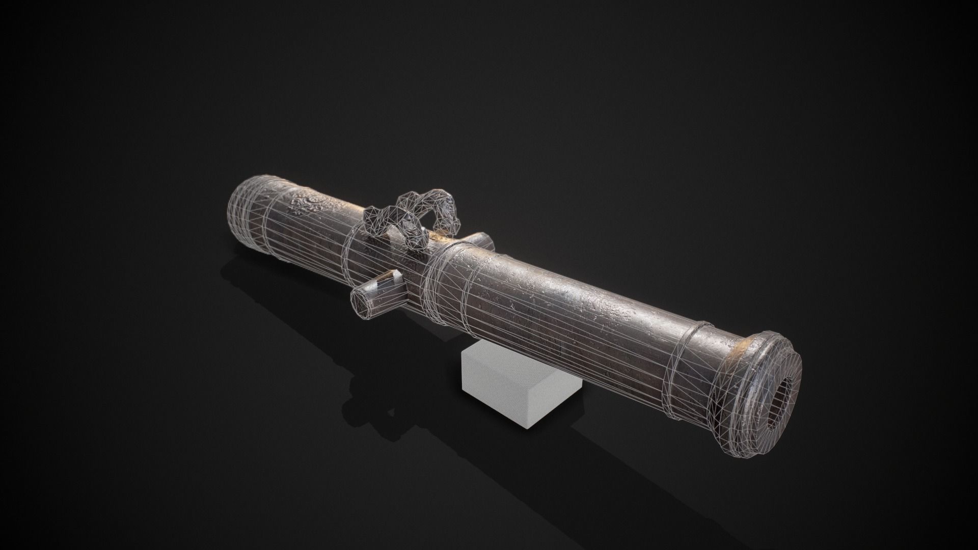 PBR Old Cannon Low-poly 3D model_4