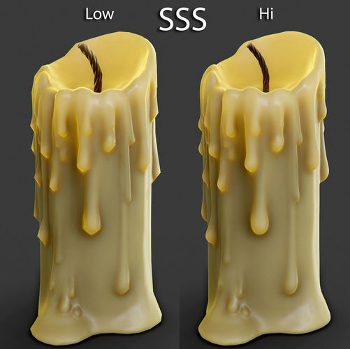 Candle - PBR Game-Ready with dripping wax Low-poly 3D model
