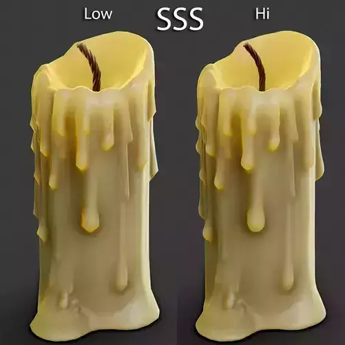 Candle - PBR Game-Ready with dripping wax Low-poly 3D model
