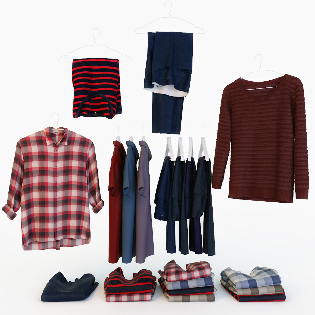 Male wardrobe folded 3D model_3