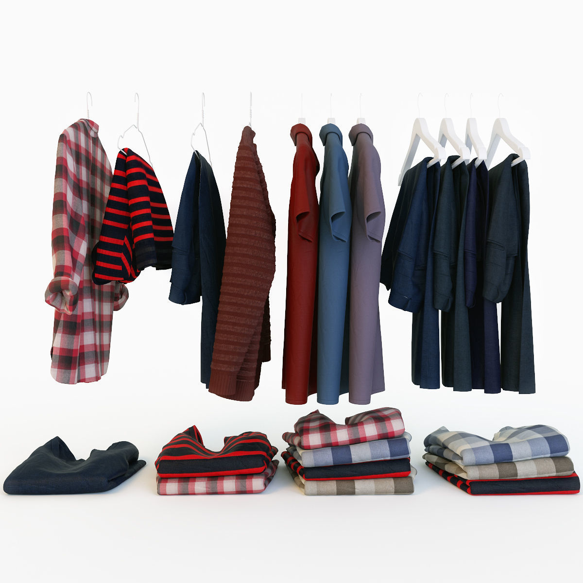 Male wardrobe folded 3D model_4