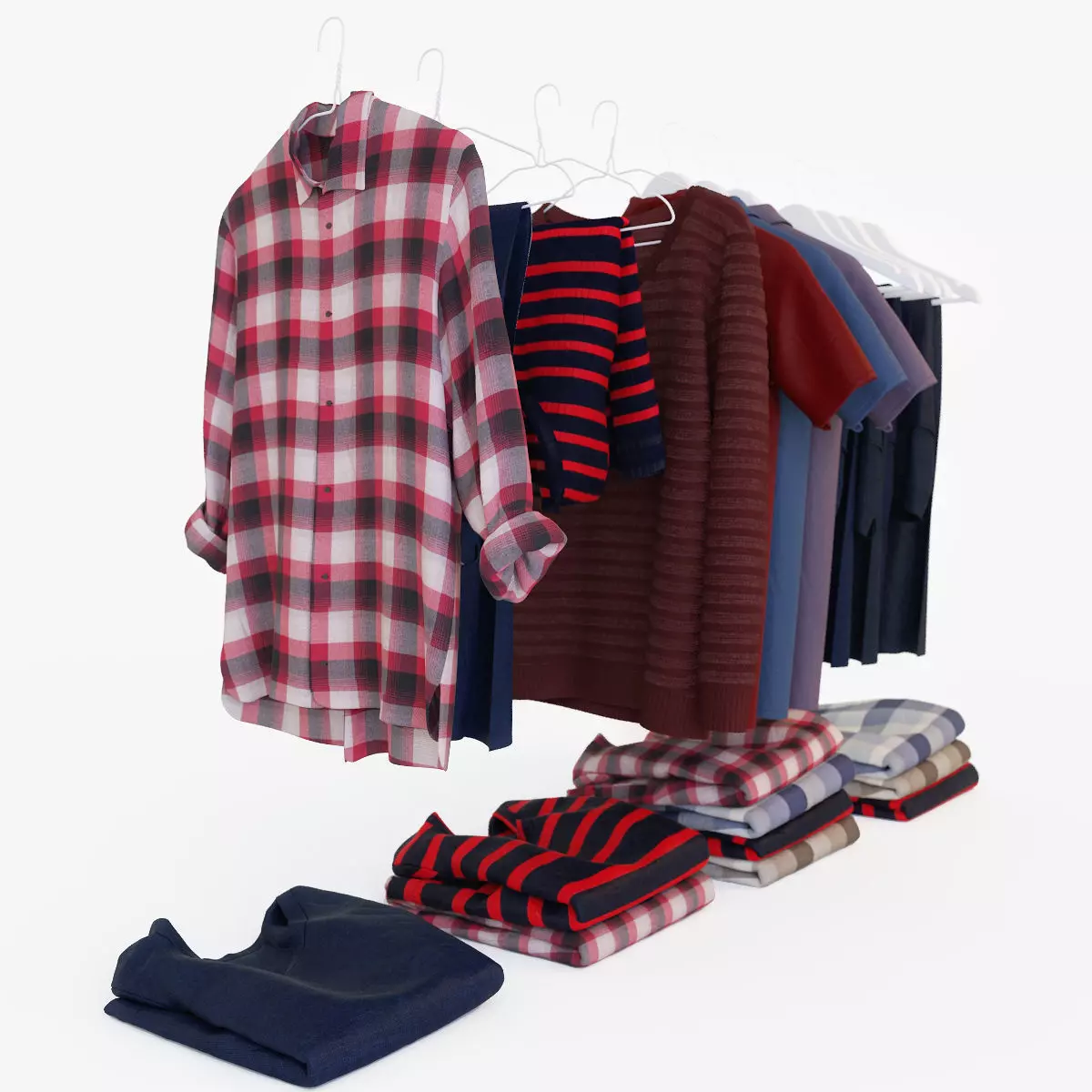 Male wardrobe folded 3D model_0