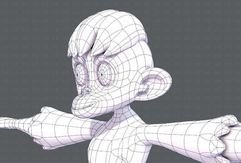 Monkey V01 Low-poly 3D model_32