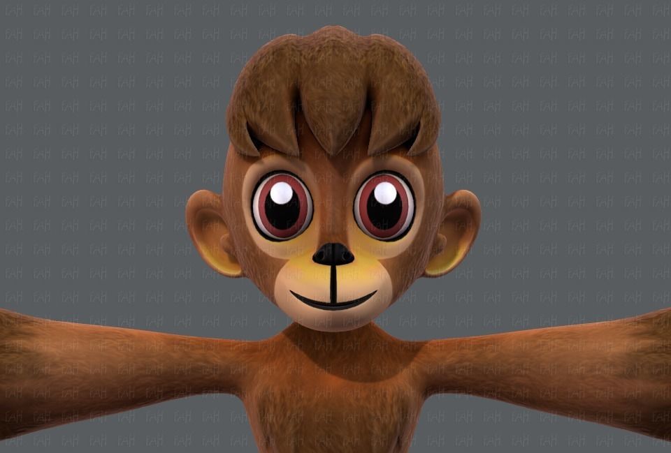 Monkey V01 Low-poly 3D model_17