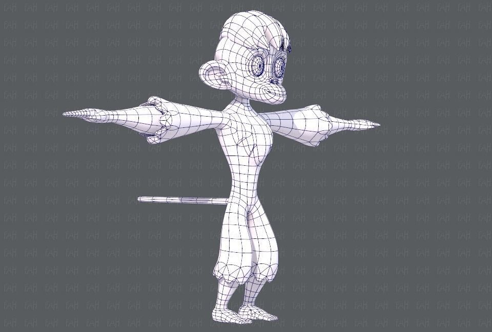 Monkey V01 Low-poly 3D model_10