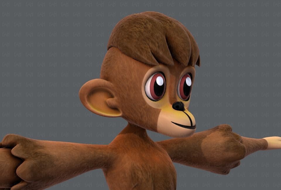 Monkey V01 Low-poly 3D model_18