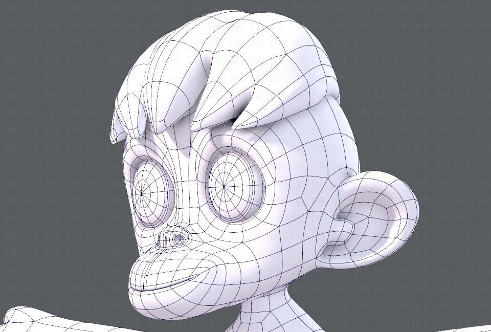 Monkey V01 Low-poly 3D model_36