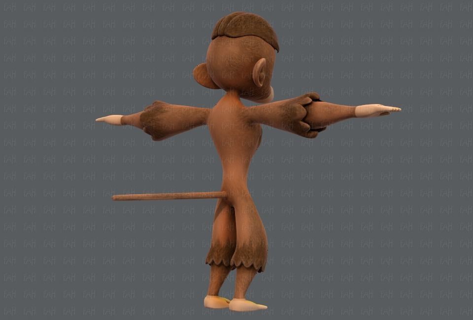 Monkey V01 Low-poly 3D model_4