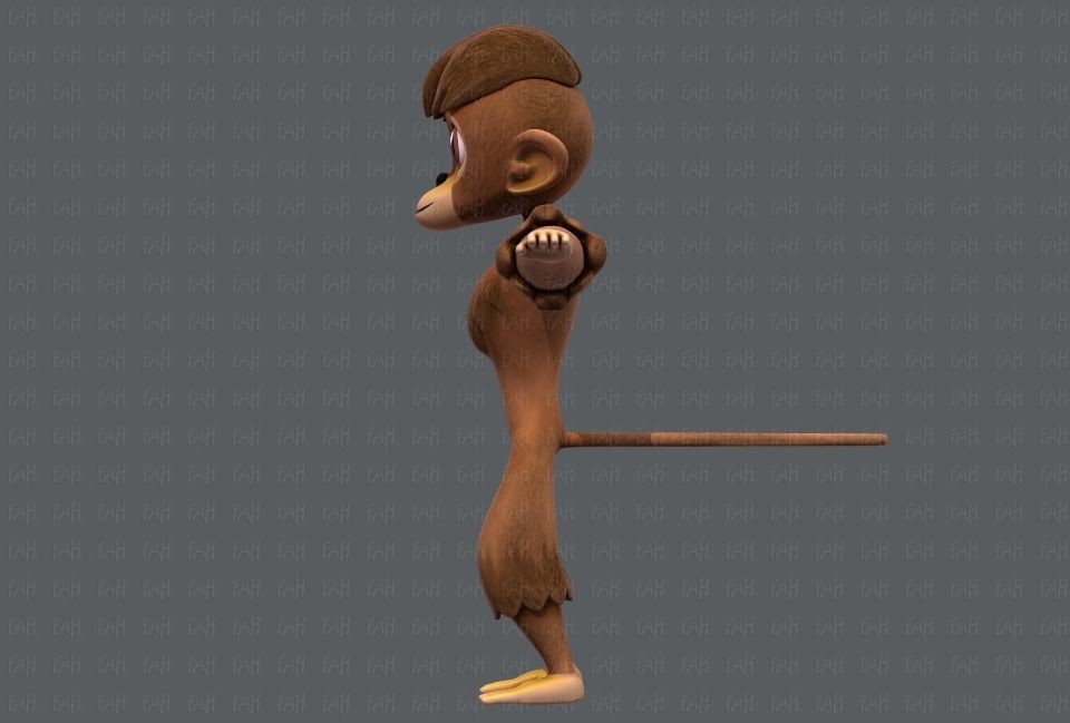 Monkey V01 Low-poly 3D model_7