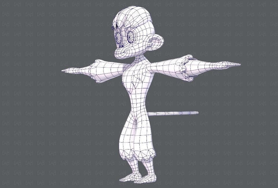 Monkey V01 Low-poly 3D model_16