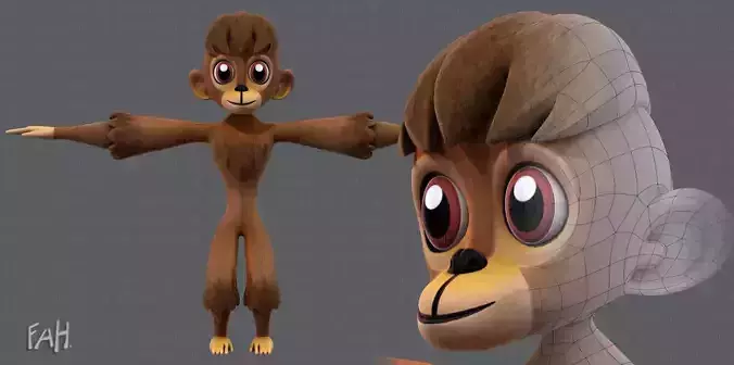 Monkey V01 Low-poly 3D model