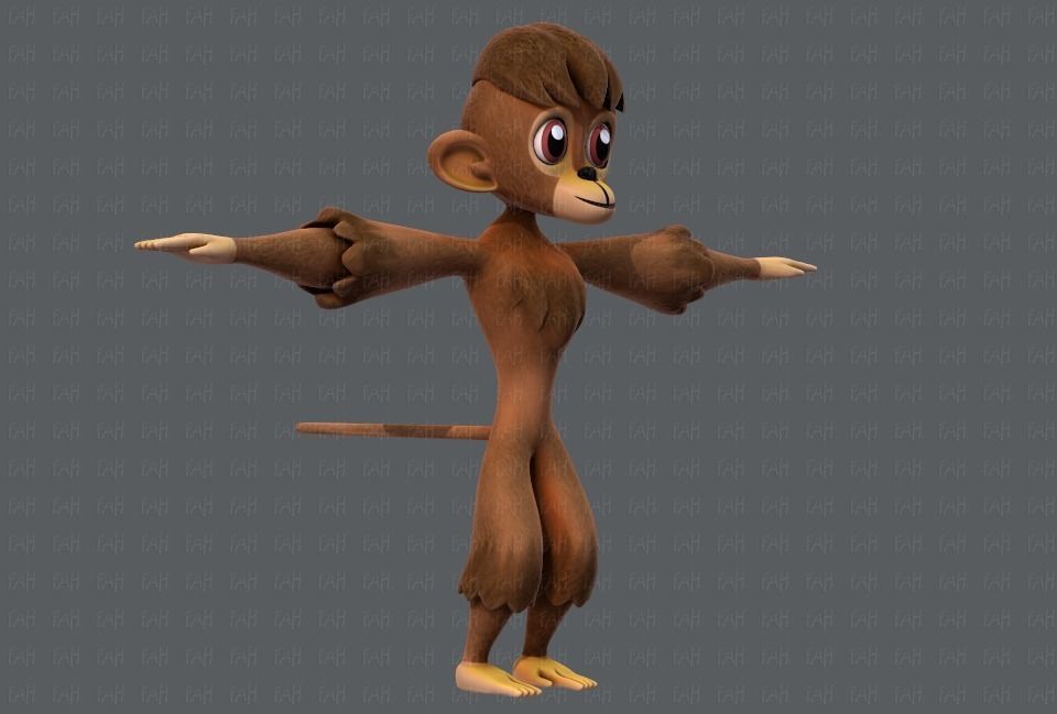 Monkey V01 Low-poly 3D model_2