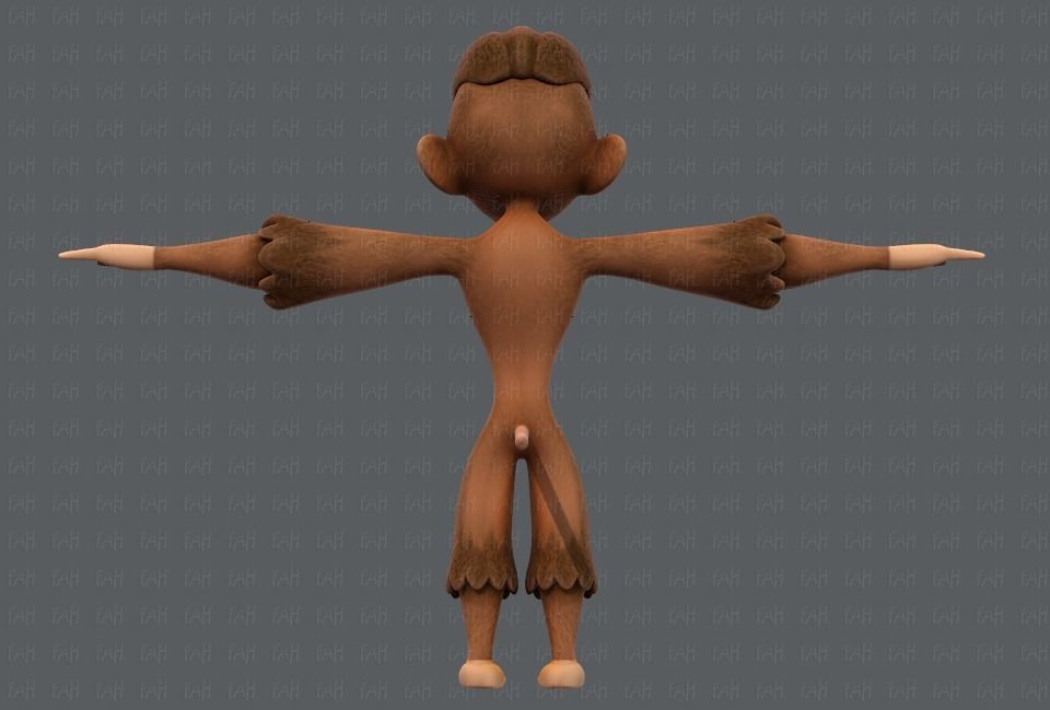 Monkey V01 Low-poly 3D model_5